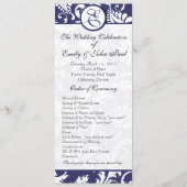 Navy Damask Swirls Trouwprogramma Programmakaart (Voorkant)