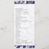 Navy Damask Swirls Trouwprogramma Programmakaart (Achterkant)