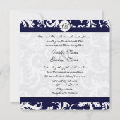 Navy Damask Swirls Wedding Invitation Kaart (Voorkant)