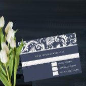 Navy Damask Swirls Wedding Response Card RSVP Kaartje