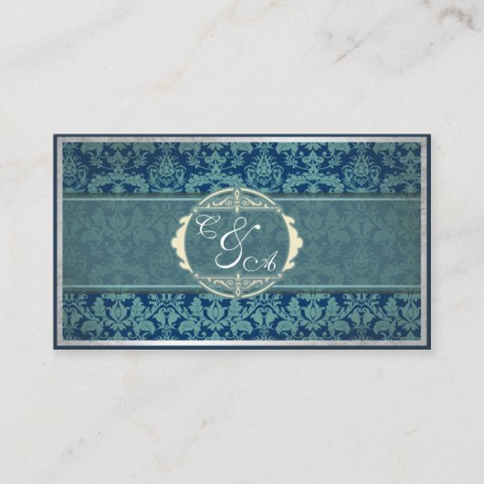 Navy Damask Wedding place card Plaatskaartje (Voorkant)