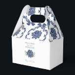 Navy Damask Wedding Welcome Favor Box Bedankdoosjes<br><div class="desc">Damask Wedding Favor Box. Navy. Floral.</div>