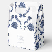 Navy Damask Wedding Welcome Favor Box Bedankdoosjes (Geopend)
