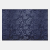 Navy  Damast Blauw Patroon Inpakpapier Vel (Voorkant 2)
