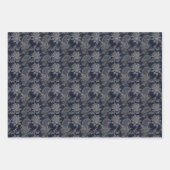 Navy  Damast Blauw Patroon Inpakpapier Vel (Voorkant)