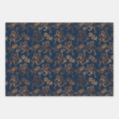 Navy  Damast Blauw Patroon Inpakpapier Vel (Voorkant 3)