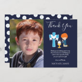 NAVY DANK U PHOTO 1st Commune - RED HAIR BOY Bedankkaart (Voorkant / Achterkant)