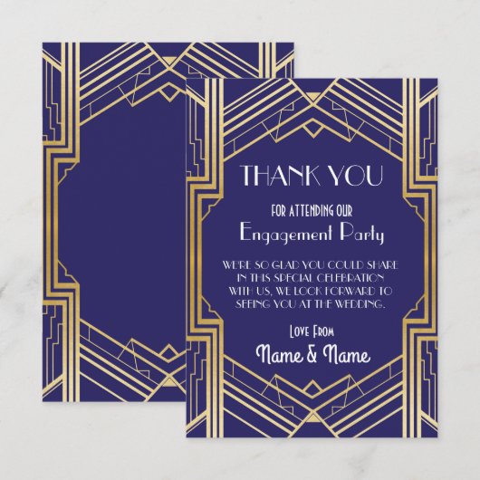 Navy Dank u voor Verloving Wedding Party-kaarten Bedankkaart (Voorkant / Achterkant)