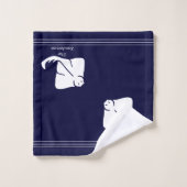 Navy Dark Blue Coastal Nautical Stingray Manta Ray Bad Handdoek (Wasdoekje)
