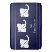 Navy Dark Blue Coastal Nautical Stingray Manta Ray Badmat (Voorkant Verticaal)