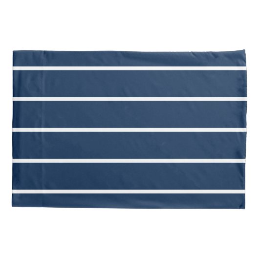 Navy Dark Blue Stripes Pillowcase Kussensloop (Achterkant)