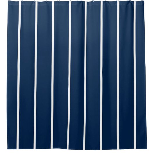 Navy Dark Blue Stripes Shower Curtain Douchegordijn (Voorkant)