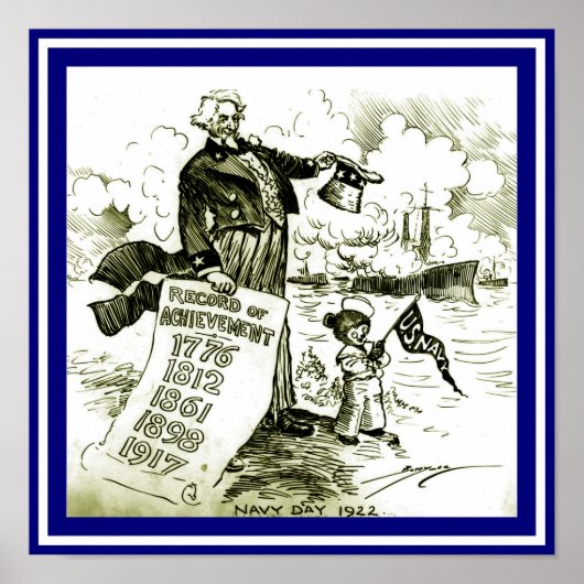 Navy Day  oom Sam 1922 Cartoon Copy Poster (Voorkant)