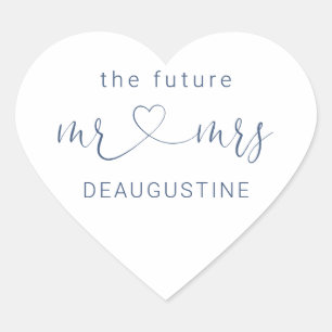 Navy De Toekomst Mr. en Mrs. Heart Wedding Sticker