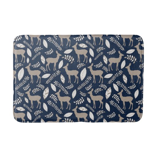Navy Deer Collage Badmat (Voorkant)