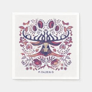 Navy Deer en Woodland Animals Wedding Servet