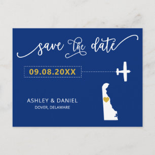 Navy Delaware Wedding Save the Date Map Briefkaart