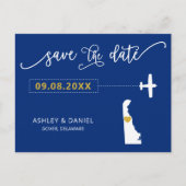 Navy Delaware Wedding Save the Date Map Briefkaart (Voorkant)