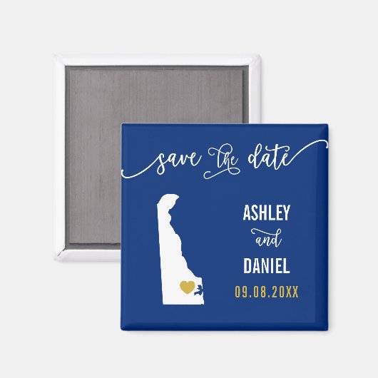 Navy Delaware Wedding Save the Date Map Magneet (Voorkant / Achterkant)