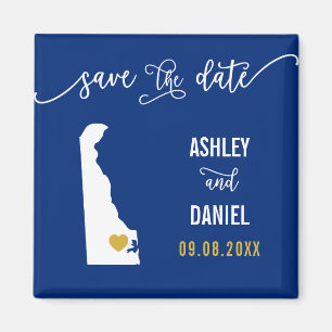 Navy Delaware Wedding Save the Date Map Magneet