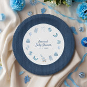 Navy Denim Blue Jean Baby shower Papieren Bordje