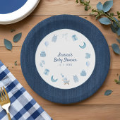 Navy Denim Blue Jean Baby shower Papieren Bordje