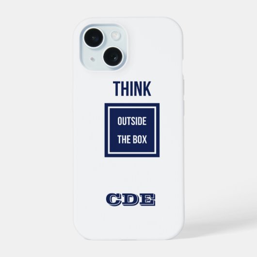 Navy denkt buiten het doosmonogram iPhone 15 case (Achterkant)