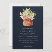NAVY DESERT SUCCULENT CACTI FOLIAGE BUNCH WEDDING KAART (Voorkant)