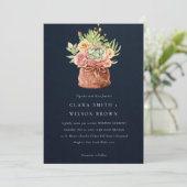 NAVY DESERT SUCCULENT CACTI FOLIAGE BUNCH WEDDING KAART (Staand voorkant)