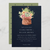 NAVY DESERT SUCCULENT CACTI FOLIAGE BUNCH WEDDING KAART (Voorkant / Achterkant)