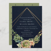 NAVY DESERT SUCCULENT CACTI FOLIAGE COUPLE SHOWER KAART (Voorkant / Achterkant)