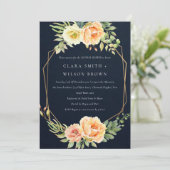 NAVY DESERT SUCCULENT CACTI FOLIAGE COUPLE SHOWER KAART (Staand voorkant)