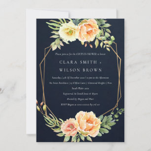 NAVY DESERT SUCCULENT CACTI FOLIAGE COUPLE SHOWER KAART