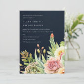 NAVY DESERT SUCCULENT CACTI FOLIAGE COUPLE SHOWER KAART (Staand voorkant)