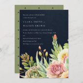 NAVY DESERT SUCCULENT CACTI FOLIAGE COUPLE SHOWER KAART (Voorkant / Achterkant)