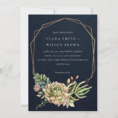 NAVY DESERT SUCCULENT CACTI FOLIAGE LIJST WEDDING KAART (Voorkant)
