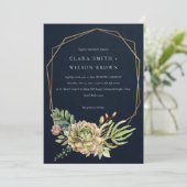 NAVY DESERT SUCCULENT CACTI FOLIAGE LIJST WEDDING KAART (Staand voorkant)