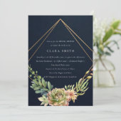 NAVY DESERT SUCCULENT CACTI FOLIAGE VRIJGEZELLENFE KAART (Staand voorkant)