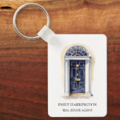 Navy Deur Watercolor Logo Makelaar Sleutelhanger (Voorkant)