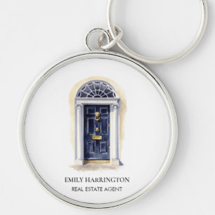 Navy Deur Watercolor Logo Vastgoedmakelaar Sleutelhanger