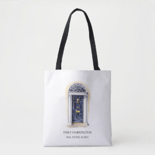 Navy Deur Watercolor Logo Vastgoedmakelaar Tote Bag