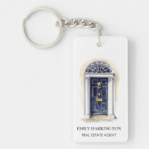 Navy Deur Waterverf Logo Vastgoedmakelaar
