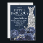 Navy Diamond Dress 50 & Fabulous 50th Birthday Kaart<br><div class="desc">Navy Diamond Dress 50 & Fabulous 50th Womans Birthday Party Invitation Zie bijbehorend collectie in Niche en Nest Store Veel bedankt</div>