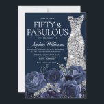 Navy Diamond Dress 50 & Fabulous 50th Birthday Kaart<br><div class="desc">Navy Diamond Dress 50 & Fabulous 50th Womans Birthday Party Invitation Zie bijbehorend collectie in Niche en Nest Store Veel bedankt</div>