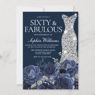 Navy Diamond Jurk Zestig & Fabulous 60e Verjaardag Kaart
