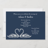 Navy Diamond SWAN ELEGANT WEDDING Kaart (Voorkant)