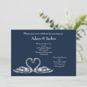 Navy Diamond SWAN ELEGANT WEDDING Kaart (Staand voorkant)