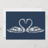 Navy Diamond SWAN ELEGANT WEDDING Kaart (Achterkant)