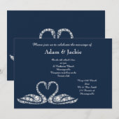 Navy Diamond SWAN ELEGANT WEDDING Kaart (Voorkant / Achterkant)