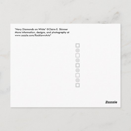 Navy Diamonds op White Briefkaart (Achterkant)